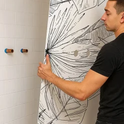 99Deco Panneau Mural De Salle De Bains<Lot de 2 panneaux de douche en aluminium (90x220 & 120x220 cm) + profilés noir - Lamnar - Noir