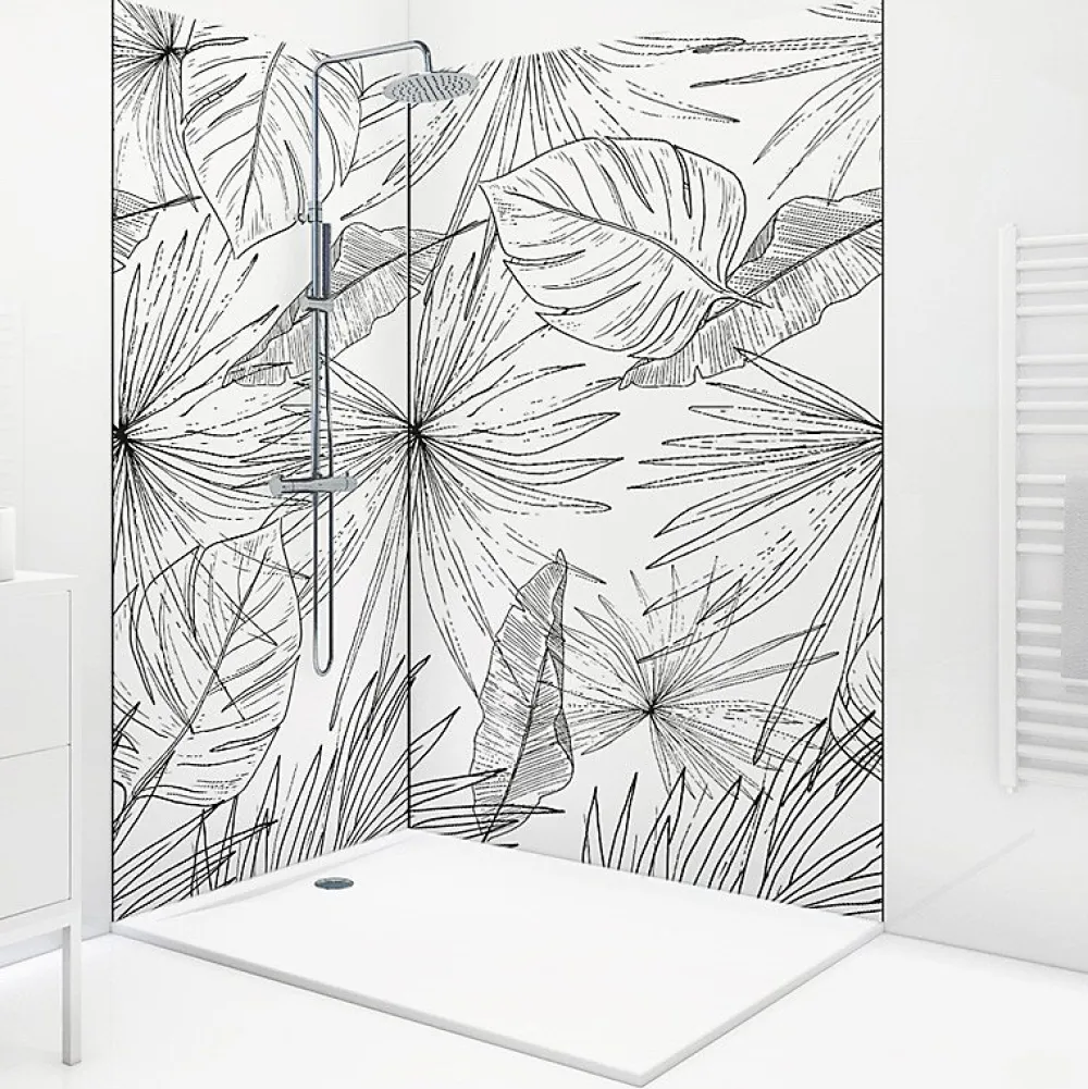 99Deco Panneau Mural De Salle De Bains<Lot de 2 panneaux de douche en aluminium (90x220 & 120x220 cm) + profilés noir - Lamnar - Noir