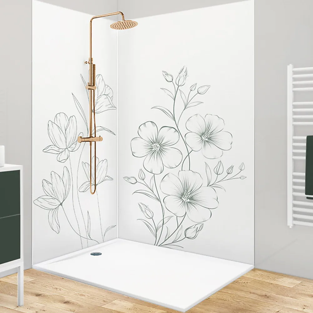 99Deco Panneau Mural De Salle De Bains<Lot de 2 panneaux de douche en aluminium (90x220 & 120x220 cm) + profilés blanc - Charme - Vert