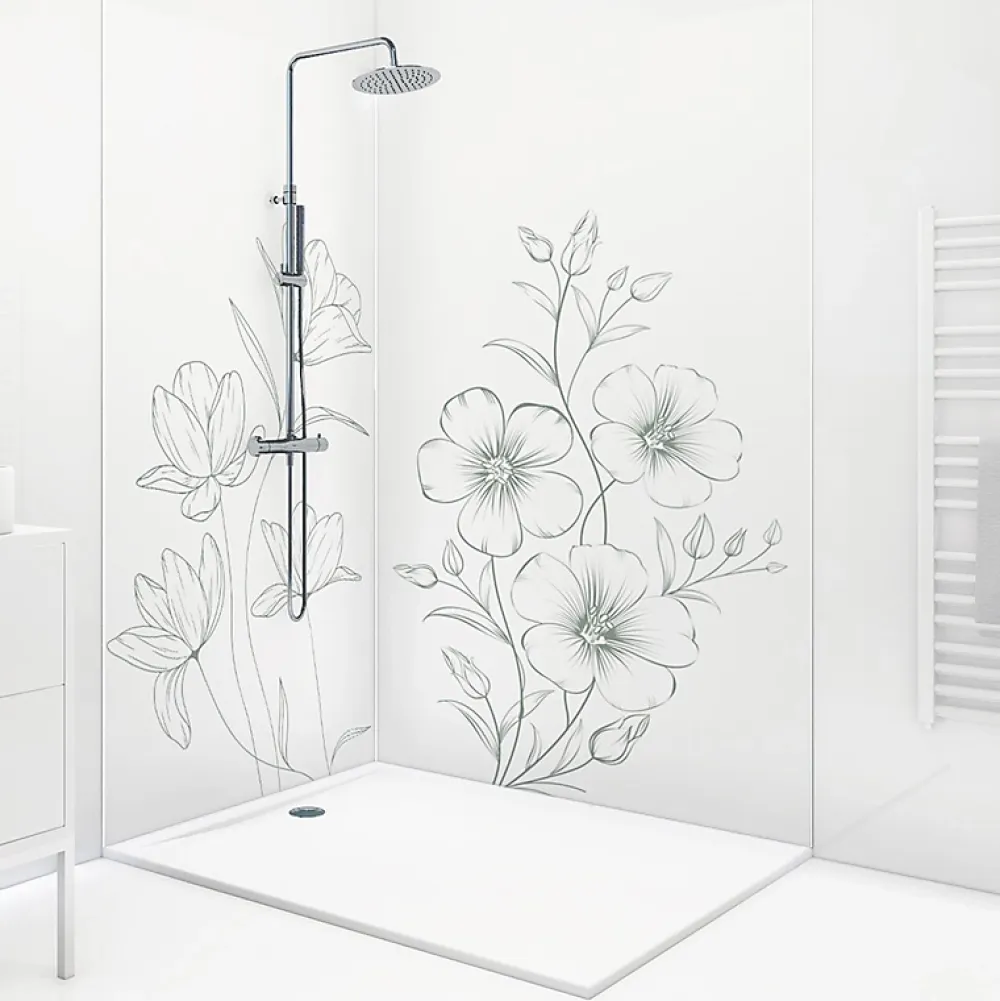 99Deco Panneau Mural De Salle De Bains<Lot de 2 panneaux de douche en aluminium (90x220 & 120x220 cm) + profilés blanc - Charme - Vert