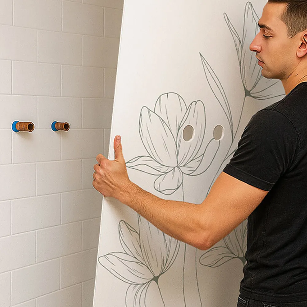 99Deco Panneau Mural De Salle De Bains<Lot de 2 panneaux de douche en aluminium (90x220 & 120x220 cm) + profilés blanc - Charme - Vert