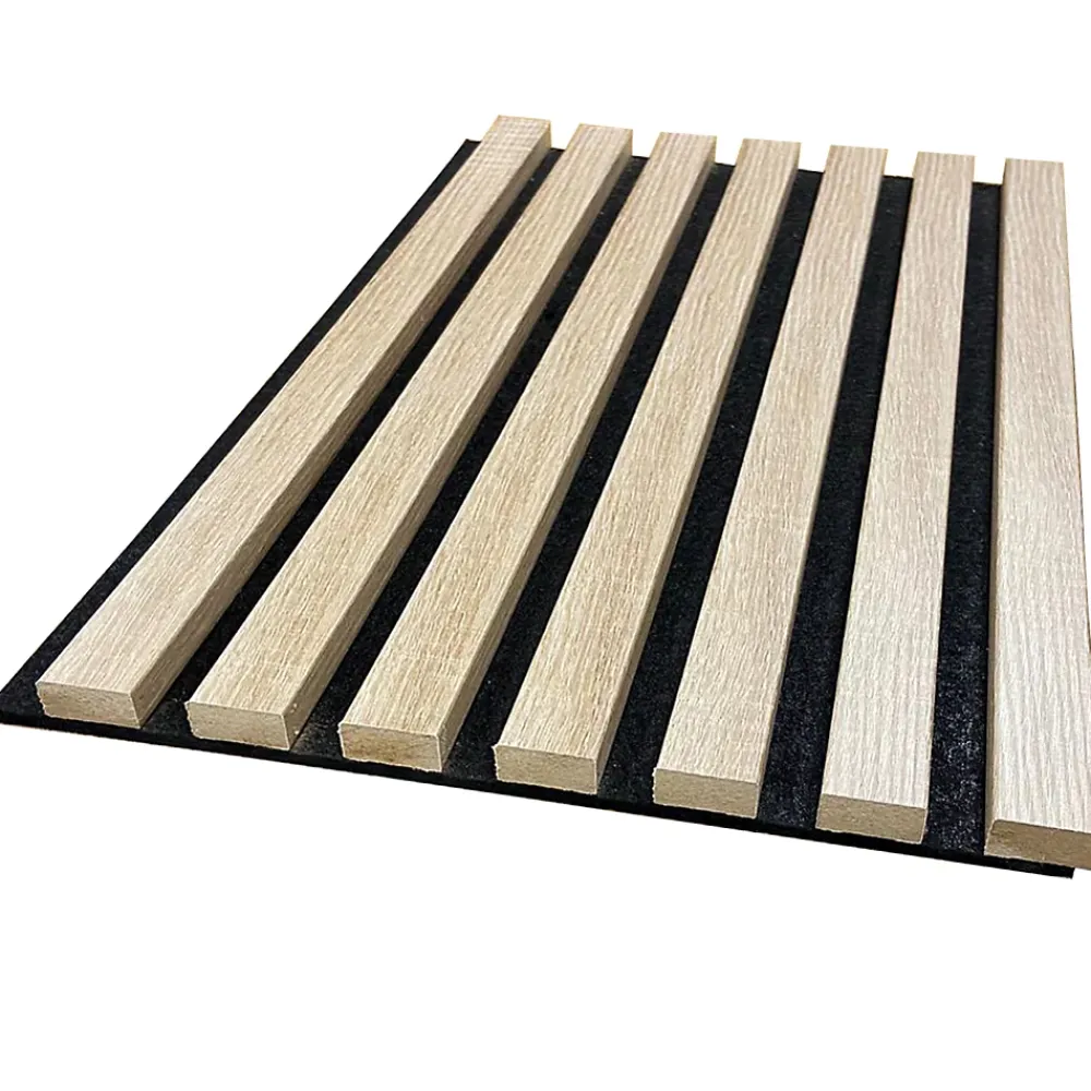 Forestea Panneau Tasseau Bois<Lot de 2 Panneaux mural acoustic lamelles MDF chêne clair sur fond noir 2600 x 300 x 17 mm 1,56 M2