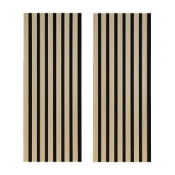 Forestea Panneau Tasseau Bois<Lot de 2 Panneaux mural acoustic lamelles MDF chêne clair sur fond noir 2600 x 300 x 17 mm 1,56 M2