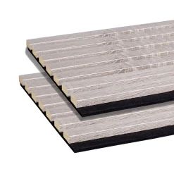 Forestea Lot de 2 Panneaux mural acoustic lamelles MDF chêne gris sur fond noir 2600 x 300 x 17 mm 1,56 M2- Panneau Tasseau Bois