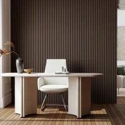 AICA Sanitaire Panneau Décoratif En Bois<Lot de 2 Panneaux Muraux Décoratifs Acoustiques Bois MDF 260x30cm Noyer AntiBruit, Facile à Poser