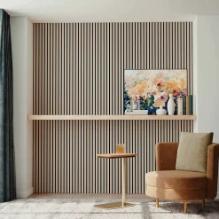 AICA Sanitaire Lot de 2 Panneaux Muraux Décoratifs Acoustiques Bois MDF 120x60cm Chêne clair AntiBruit, Facile à Poser- Panneau Décoratif En Bois