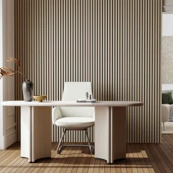 AICA Sanitaire Lot de 2 Panneaux Muraux Décoratifs Acoustiques Bois MDF 260x30cm Chêne clair AntiBruit, Facile à Poser- Panneau Décoratif En Bois