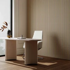 AICA Sanitaire Lot de 2 Panneaux Muraux Décoratifs Acoustiques Bois MDF 260x30cm Chêne clair AntiBruit, Facile à Poser- Panneau Décoratif En Bois