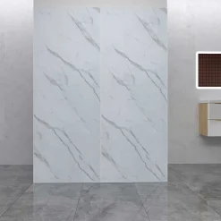 AICA Sanitaire Lot de 2 panneaux muraux de douche effet Marbre en Aluminium avec 1 profilés,L100xL90xH210 cm ,Protection murale,Antimoisissure- Panneau Mural De Salle De Bains
