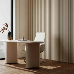 AICA Sanitaire Lot de 3 Panneaux Muraux Décoratifs Acoustiques Bois MDF 260x30cm chêne naturel AntiBruit, Facile à Poser- Panneau Décoratif En Bois