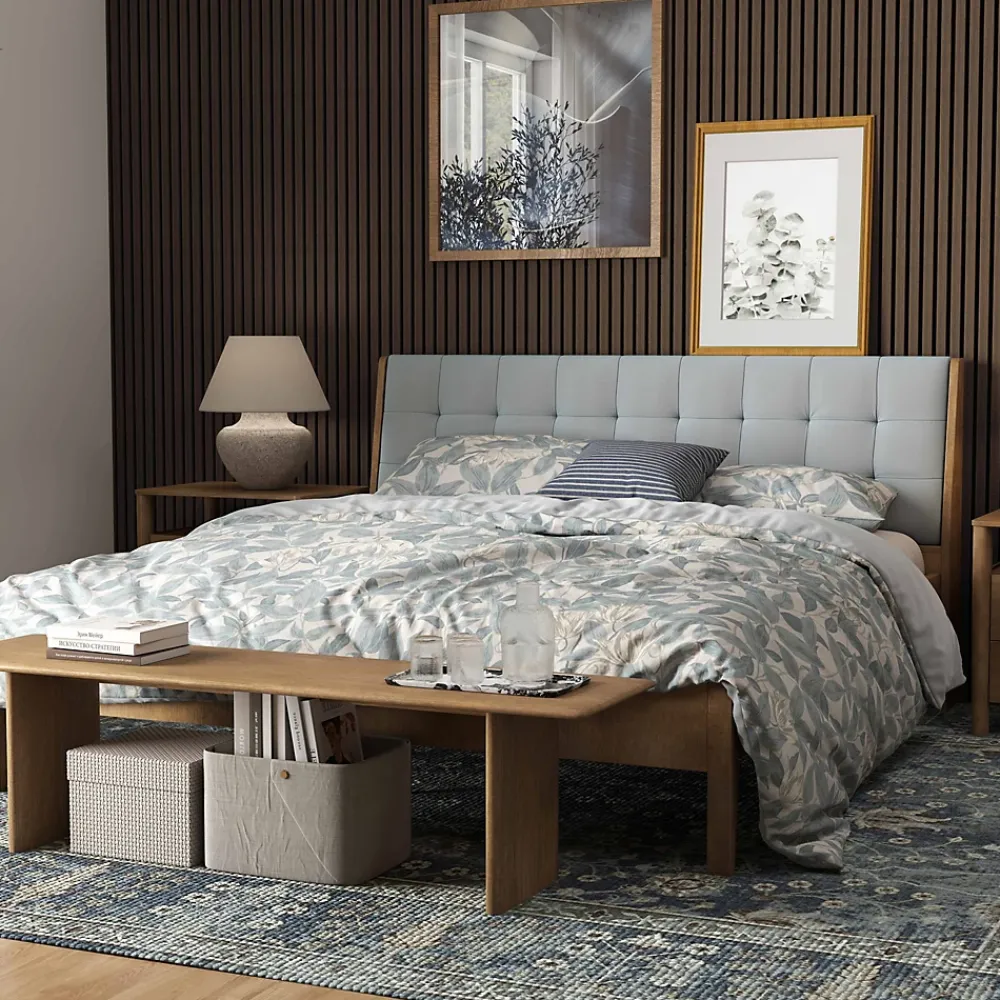 AICA Sanitaire Lot de 3 Panneaux Muraux Décoratifs Acoustiques Bois MDF 240x60cm Noyer AntiBruit, Facile à Poser- Panneau Décoratif En Bois