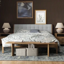 AICA Sanitaire Lot de 3 Panneaux Muraux Décoratifs Acoustiques Bois MDF 240x60cm Noyer AntiBruit, Facile à Poser- Panneau Décoratif En Bois