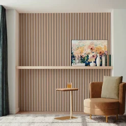 AICA Sanitaire Lot de 2 Panneaux Muraux Décoratifs Acoustiques Bois MDF 120x60cm Chêne foncé AntiBruit, Facile à Poser- Panneau Décoratif En Bois