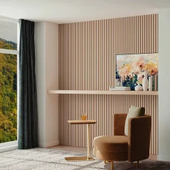 AICA Sanitaire Lot de 2 Panneaux Muraux Décoratifs Acoustiques Bois MDF 120x60cm Chêne foncé AntiBruit, Facile à Poser- Panneau Décoratif En Bois