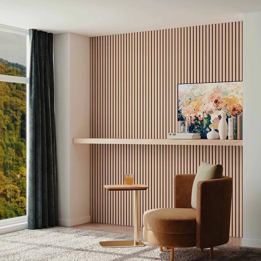 AICA Sanitaire Lot de 2 Panneaux Muraux Décoratifs Acoustiques Bois MDF 120x60cm Chêne foncé AntiBruit, Facile à Poser- Panneau Décoratif En Bois