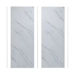 AICA Sanitaire Lot de 2 panneaux muraux de douche effet Marbre en Aluminium avec 3 profilés,L100xL100xH210cm ,Protection murale,Antimoisissure- Panneau Mural De Salle De Bains
