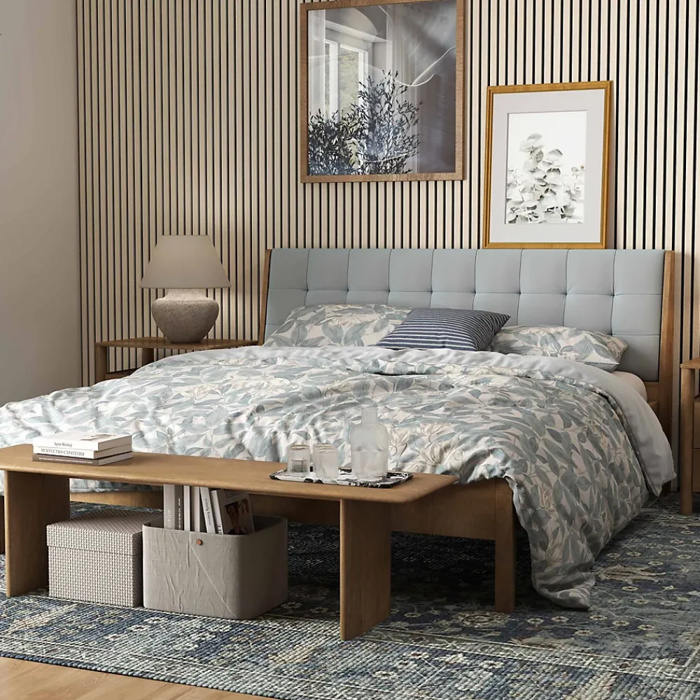 AICA Sanitaire Lot de 2 Panneaux Muraux Décoratifs Acoustiques Bois MDF 240x60cm chêne naturel AntiBruit, Facile à Poser- Panneau Décoratif En Bois