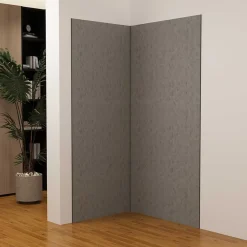AICA Sanitaire Panneau Mural De Salle De Bains<Lot de 2 panneaux muraux de douche gris mural aluminium avec 3 profiles - L.90 x L.90 x H.210 cm - facile à nettoyer