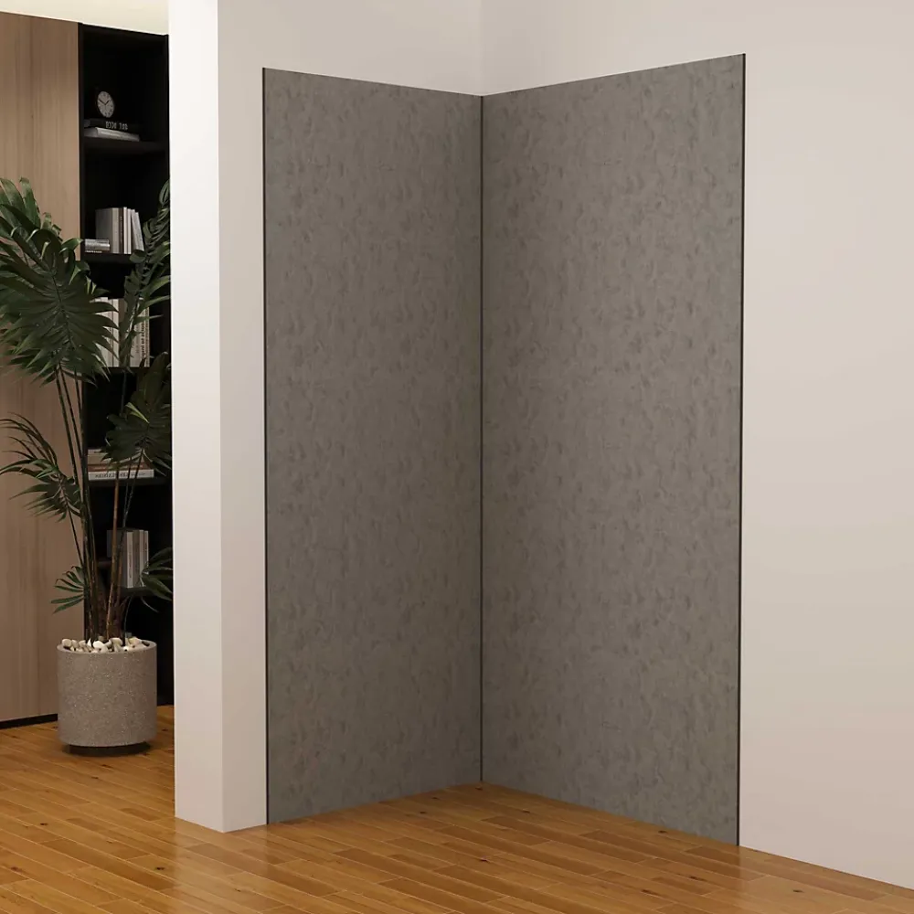 AICA Sanitaire Panneau Mural De Salle De Bains<Lot de 2 panneaux muraux de douche gris mural aluminium avec 3 profiles - L.90 x L.90 x H.210 cm - facile à nettoyer