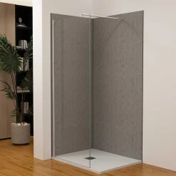 AICA Sanitaire Panneau Mural De Salle De Bains<Lot de 2 panneaux muraux de douche gris mural aluminium avec 3 profiles - L.90 x L.90 x H.210 cm - facile à nettoyer