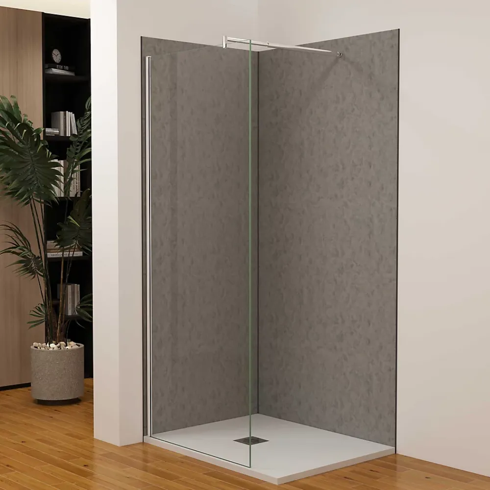 AICA Sanitaire Panneau Mural De Salle De Bains<Lot de 2 panneaux muraux de douche gris mural aluminium avec 3 profiles - L.90 x L.90 x H.210 cm - facile à nettoyer
