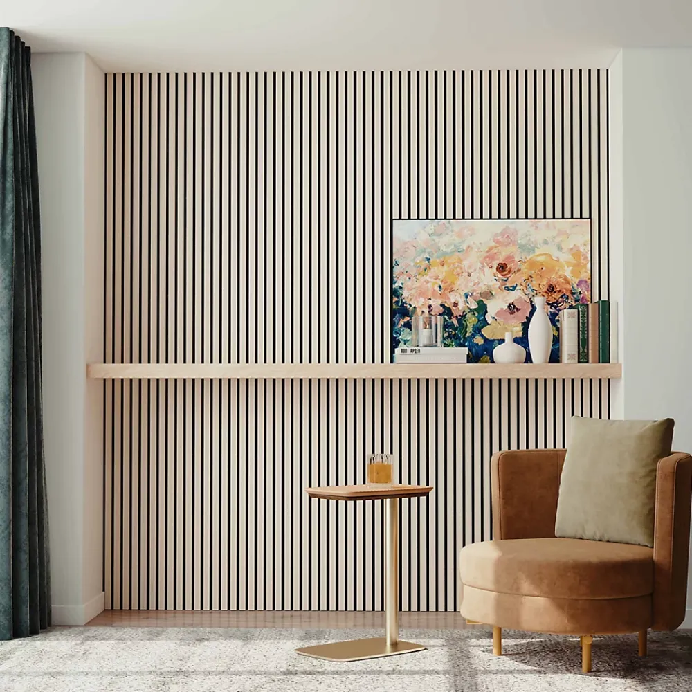 AICA Sanitaire Panneau Décoratif En Bois<Lot de 2 Panneaux Muraux Décoratifs Acoustiques Bois MDF 120x60cm chêne naturel AntiBruit, Facile à Poser