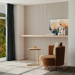AICA Sanitaire Panneau Décoratif En Bois<Lot de 2 Panneaux Muraux Décoratifs Acoustiques Bois MDF 120x60cm chêne naturel AntiBruit, Facile à Poser
