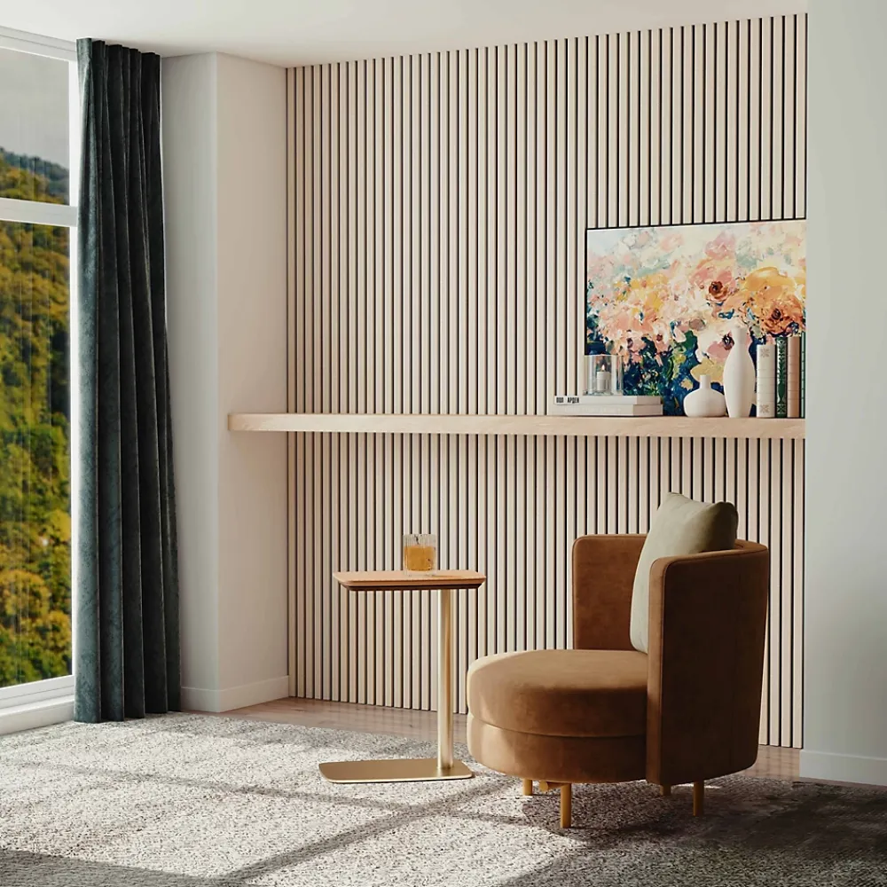 AICA Sanitaire Panneau Décoratif En Bois<Lot de 2 Panneaux Muraux Décoratifs Acoustiques Bois MDF 120x60cm chêne naturel AntiBruit, Facile à Poser