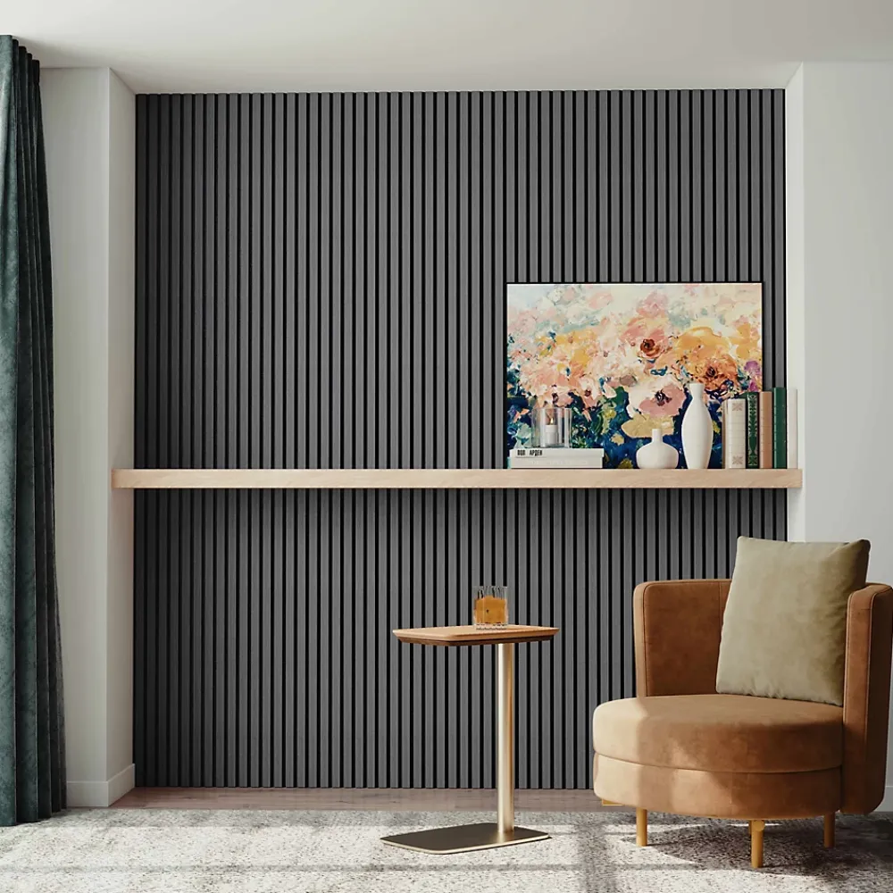 AICA Sanitaire Panneau Décoratif En Bois<Lot de 2 Panneaux Muraux Décoratifs Acoustiques Bois MDF 120x60cm Chêne grisé AntiBruit, Facile à Poser
