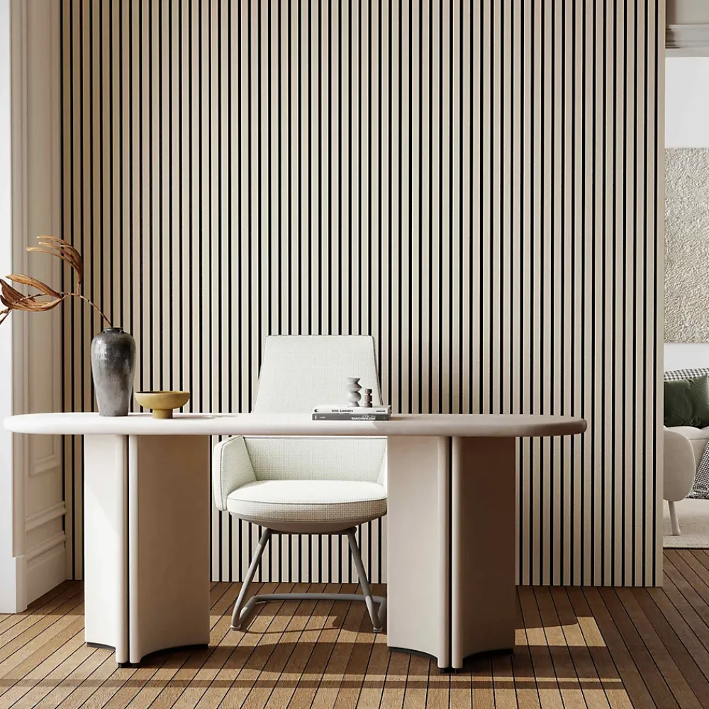 AICA Sanitaire Lot de 2 Panneaux Muraux Décoratifs Acoustiques Bois MDF 260x30cm chêne naturel AntiBruit, Facile à Poser- Panneau Décoratif En Bois