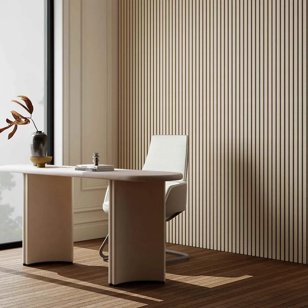 AICA Sanitaire Lot de 2 Panneaux Muraux Décoratifs Acoustiques Bois MDF 260x30cm chêne naturel AntiBruit, Facile à Poser- Panneau Décoratif En Bois