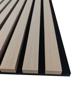 AICA Sanitaire Lot de 2 Panneaux Muraux Décoratifs Acoustiques Bois MDF 260x30cm chêne naturel AntiBruit, Facile à Poser- Panneau Décoratif En Bois