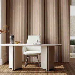 AICA Sanitaire Lot de 2 Panneaux Muraux Décoratifs Acoustiques Bois MDF 240x60cm Chêne foncé AntiBruit, Facile à Poser- Panneau Décoratif En Bois