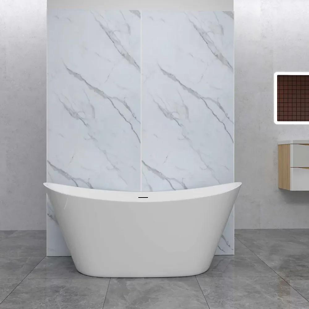 AICA Sanitaire Lot de 2 panneaux muraux de douche effet Marbre en Aluminium avec 1 profilés,L120xL120xH210cm ,Protection murale,Antimoisissure- Panneau Mural De Salle De Bains