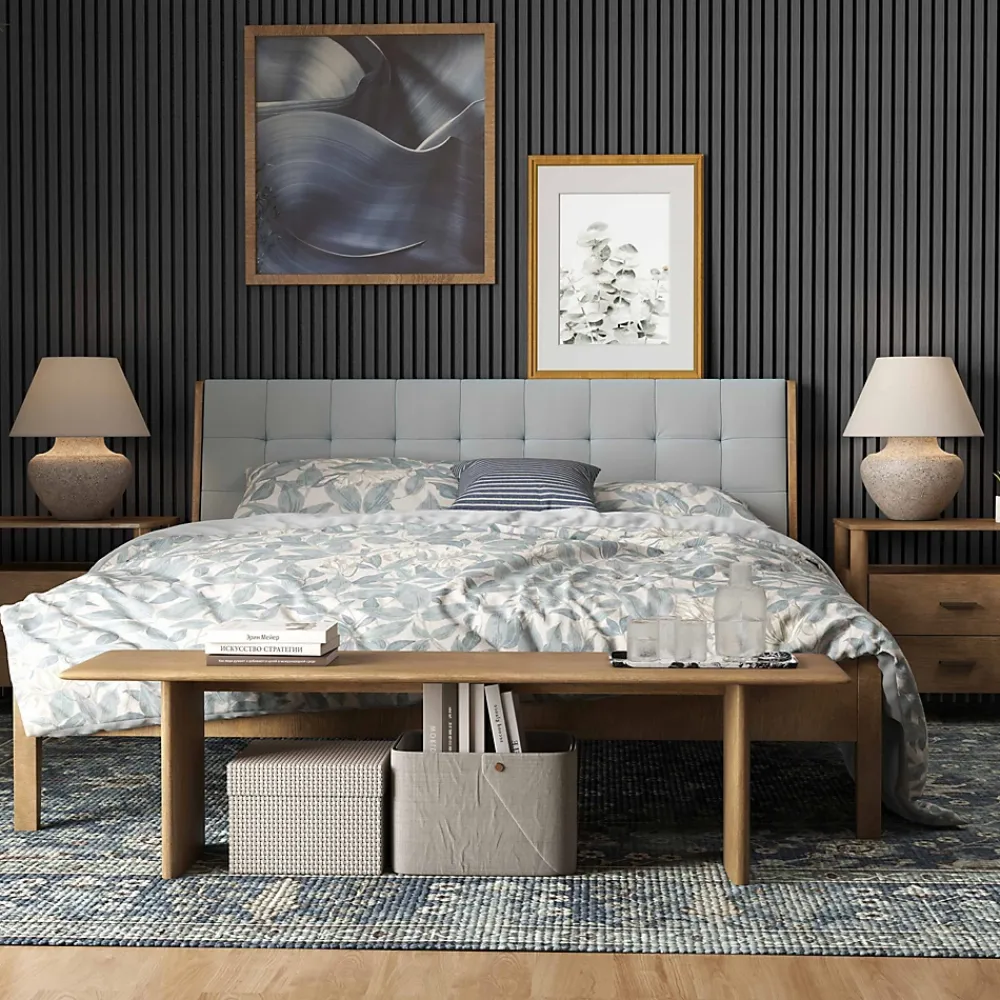 AICA Sanitaire Panneau Décoratif En Bois<Lot de 2 Panneaux Muraux Décoratifs Acoustiques Bois MDF 240x60cm Chêne grisé AntiBruit, Facile à Poser