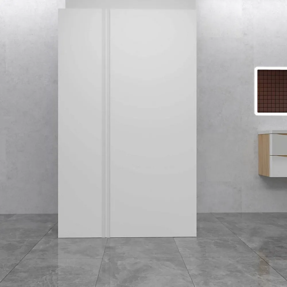 AICA Sanitaire Lot de 2 panneaux muraux de douche Blanc en aluminium avec 1 profilés, L40xL100xH210 cm ,protection murale,antimoisissure- Panneau Mural De Salle De Bains