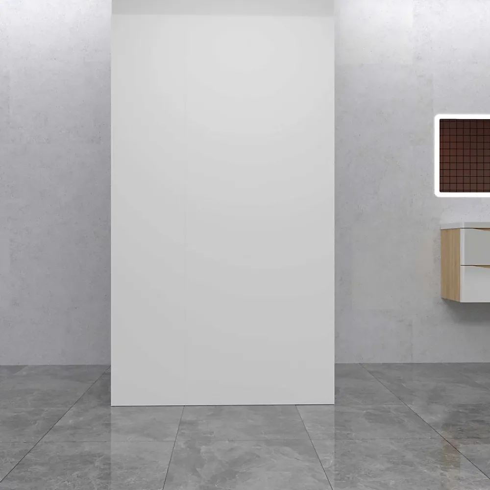 AICA Sanitaire Lot de 2 panneaux muraux de douche Blanc en aluminium avec 1 profilés, L40xL100xH210 cm ,protection murale,antimoisissure- Panneau Mural De Salle De Bains