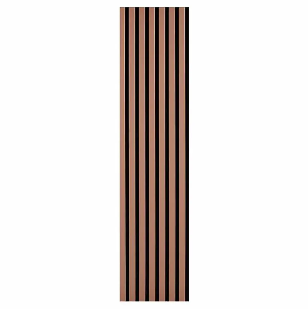 Decoon Panneau Tasseau Bois<Lot de 7 Panneaux muraux tasseaux bois 120 x 30 x 1,9 cm - Pack tête de lit - Lamelles terracotta / feutrine noir - 2,52m²