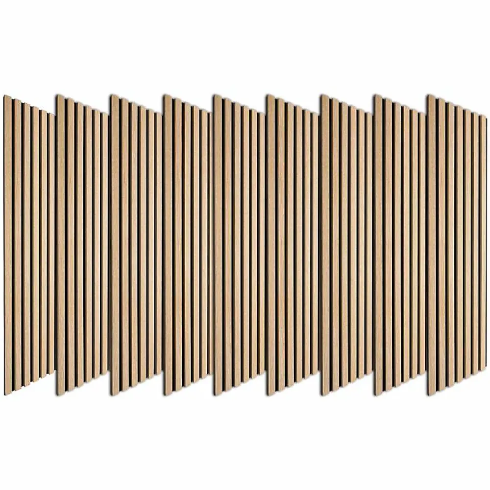 Decoon Panneau Tasseau Bois<Lot de 9 Panneaux muraux tasseaux bois 120x30x1 cm - Pack tête de lit 200 - Lamelles chêne clair véritable fond noir 3,24 m²