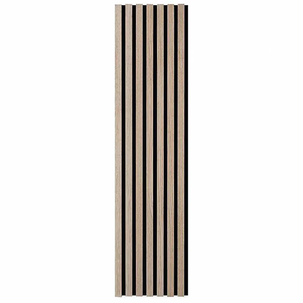 Decoon Panneau Tasseau Bois<Lot de 9 Panneaux muraux tasseaux bois 120x30x1 cm - Pack tête de lit 200 - Lamelles chêne clair véritable fond noir 3,24 m²