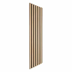 Decoon Panneau Tasseau Bois<Lot de 9 Panneaux muraux tasseaux bois 120x30x1 cm - Pack tête de lit 200 - Lamelles chêne clair véritable fond noir 3,24 m²