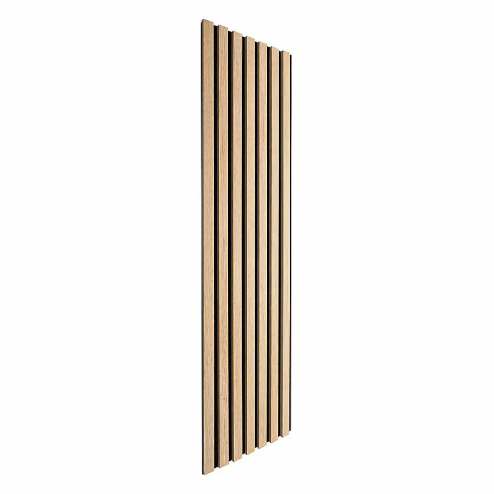 Decoon Panneau Tasseau Bois<Lot de 9 Panneaux muraux tasseaux bois 120x30x1 cm - Pack tête de lit 200 - Lamelles chêne clair véritable fond noir 3,24 m²