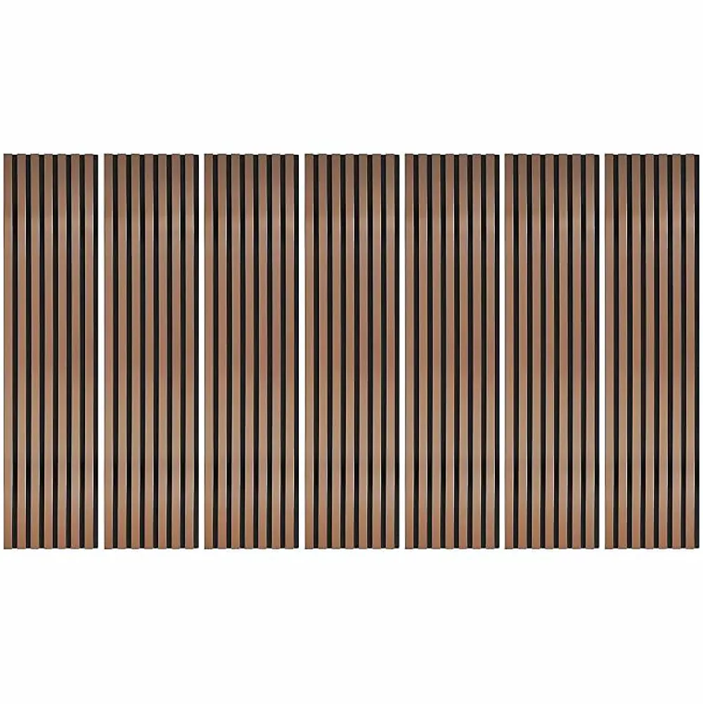 Decoon Panneau Tasseau Bois<Lot de 7 Panneaux muraux tasseaux bois 120 x 30 x 1,9 cm - Pack tête de lit - Lamelles rose gold / feutrine noir - 2,52m²