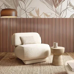 Decoon Panneau Tasseau Bois<Lot de 7 Panneaux muraux tasseaux bois 120 x 30 x 1,9 cm - Pack tête de lit - Lamelles rose gold / feutrine noir - 2,52m²