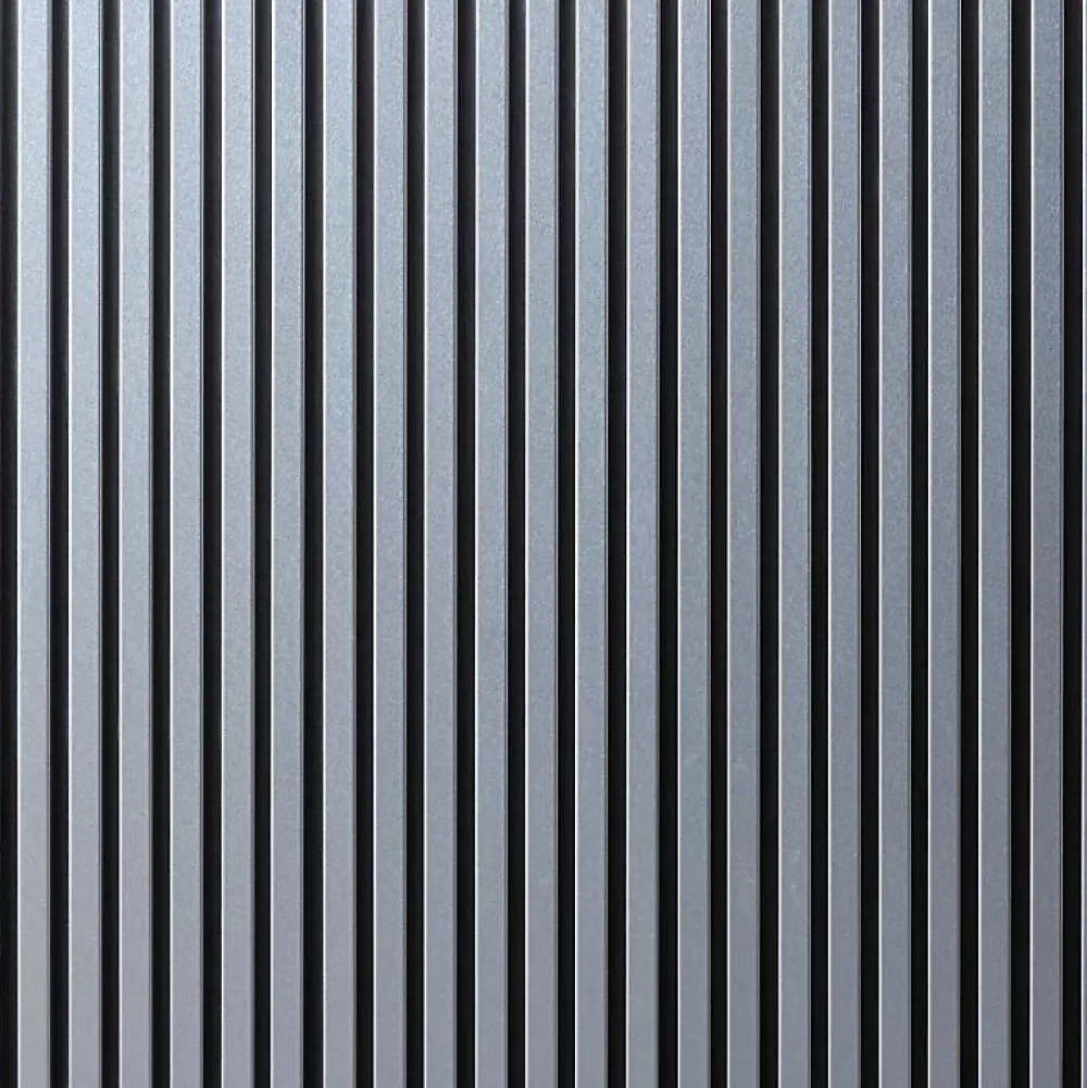 Decoon Lot de 7 Panneaux muraux tasseaux bois 120 x 30 x 1,9 cm - Pack tête de lit - Lamelles alu / feutrine noir - 2,52m²- Panneau Tasseau Bois