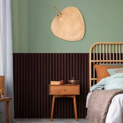 Decoon Lot de 7 Panneaux muraux tasseaux bois 120x30x1,9 cm - Pack tête de lit - Lamelles décor chêne foncé / feutrine noir - 2,52m²- Panneau Tasseau Bois