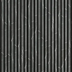 Decoon Panneau Tasseau Bois<Lot de 7 Panneaux muraux tasseaux bois 120 x 30 x 1,9 cm - Tête de lit - Lamelles décor marbre noir / feutrine noir - 2,52m²