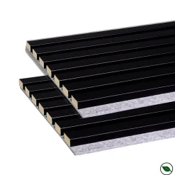Forestea Lot de 2 panneaux tas Decowall Acoustic coul noir sur feutrine grise 2600x300x17mm- Panneau Tasseau Bois