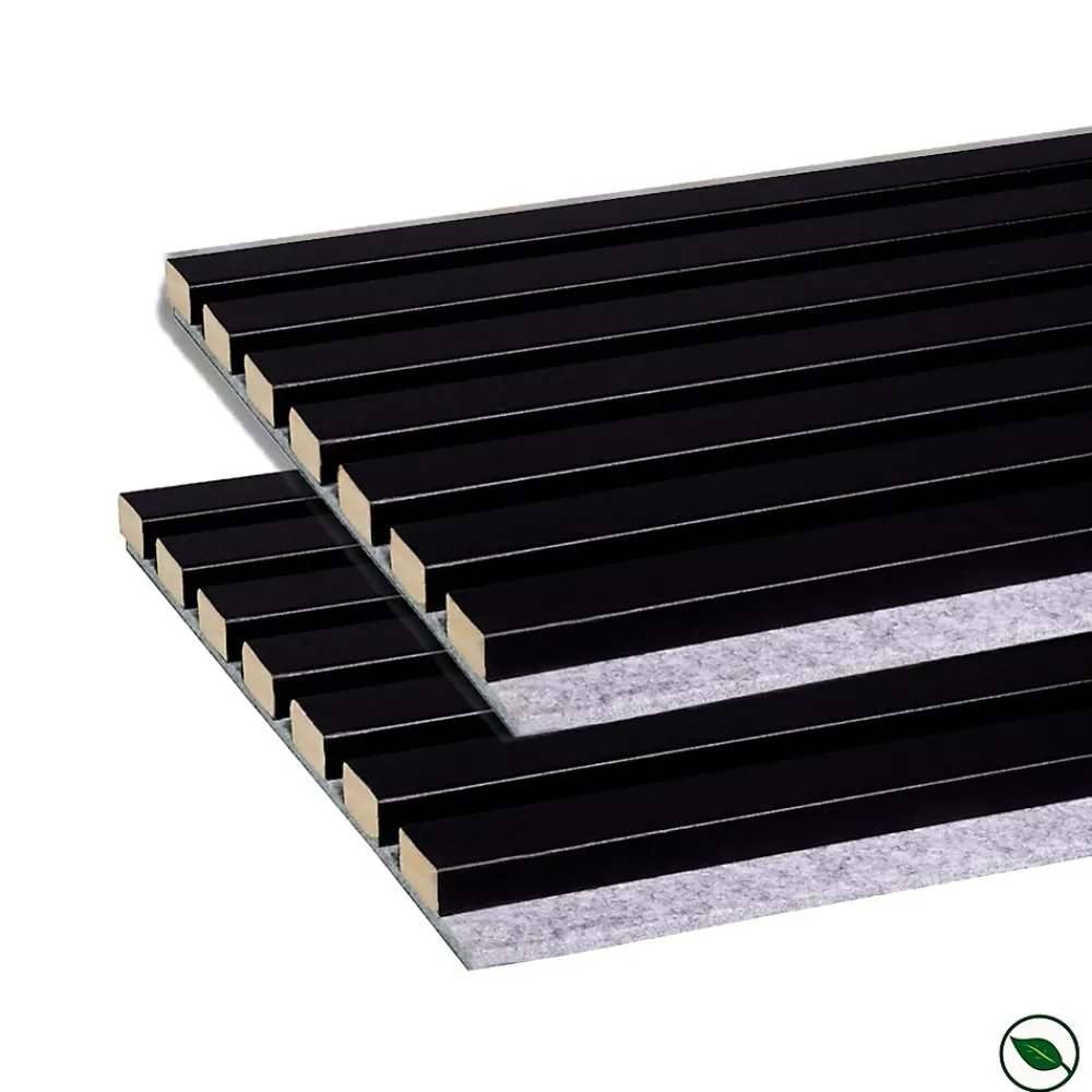 Forestea Lot de 2 panneaux tas Decowall Acoustic coul noir sur feutrine grise 2600x300x17mm- Panneau Tasseau Bois