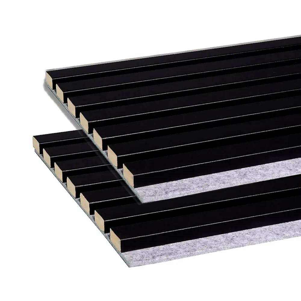 Forestea Lot de 2 panneaux tas Decowall Acoustic coul noir sur feutrine grise 2600x300x17mm- Panneau Tasseau Bois